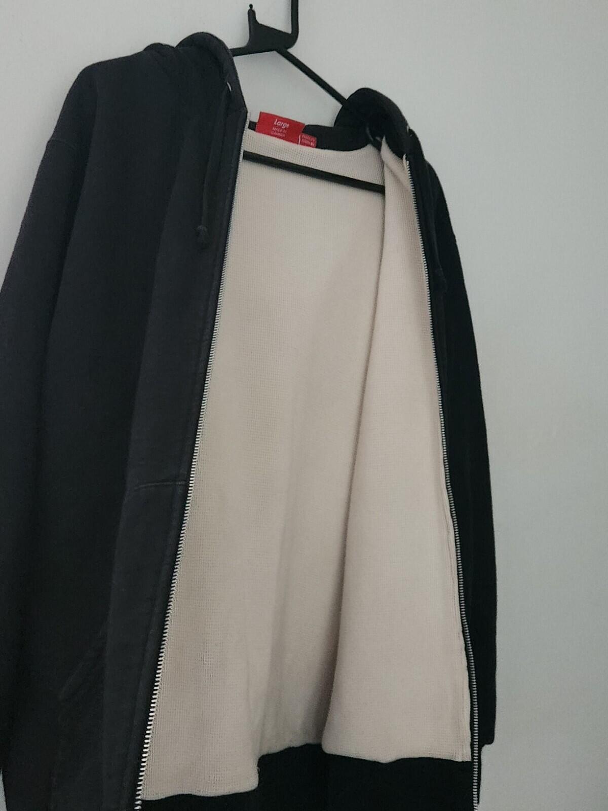 FW14 Supreme Reflective Logo Thermal Zip Up sweatshirt L Large Hoodie Black