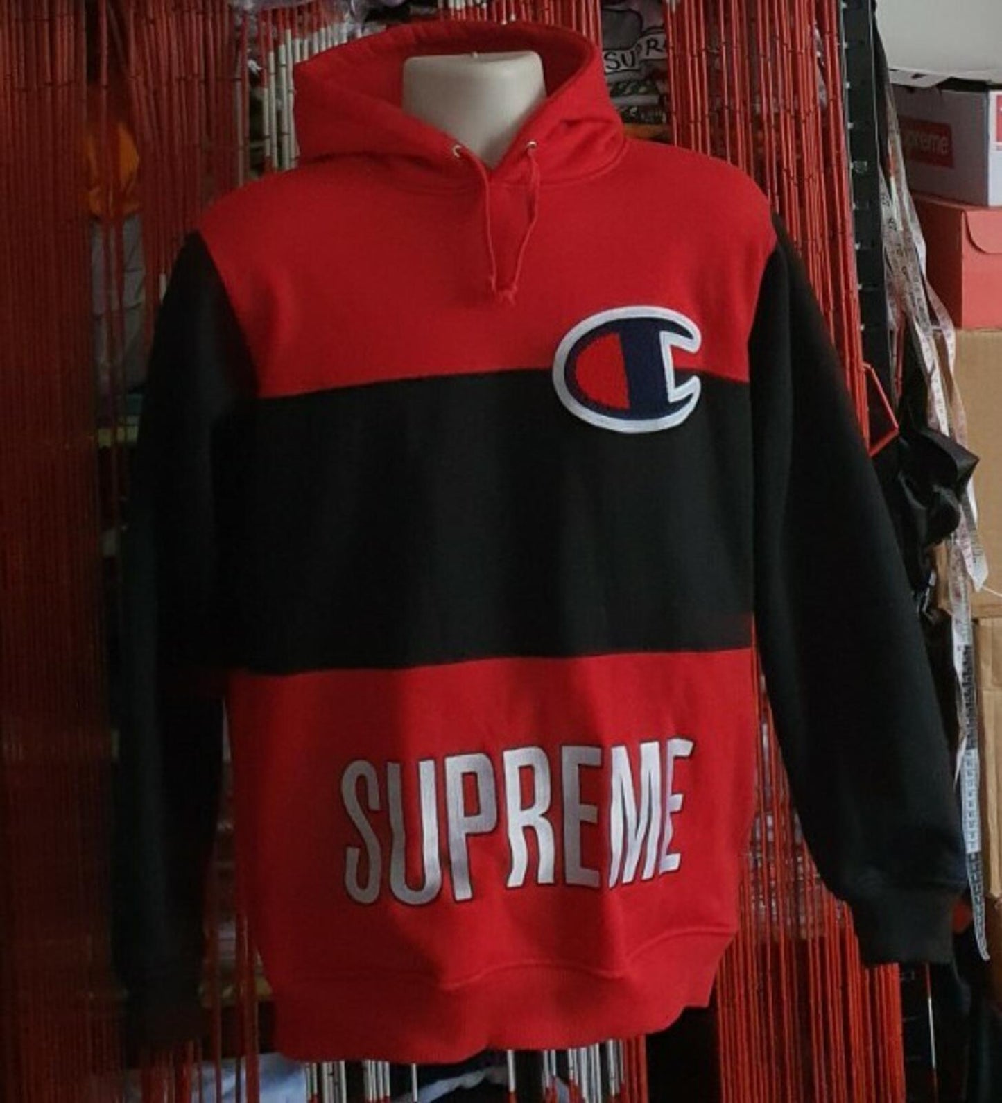 SS14 Supreme x Champion Red Hooded Sweatshirt  Size M