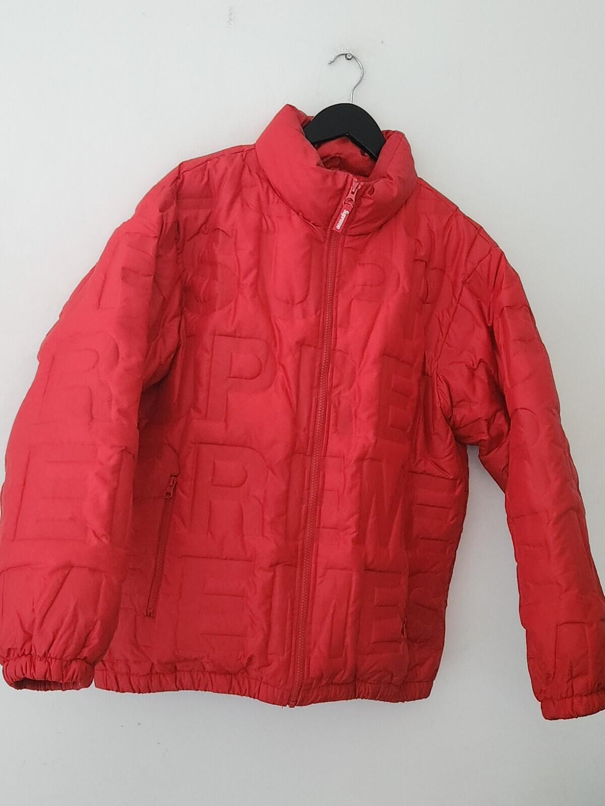 SS19 Supreme Bonded Logo Puffy Jacket Size M Medium Red Coat Duck Down
