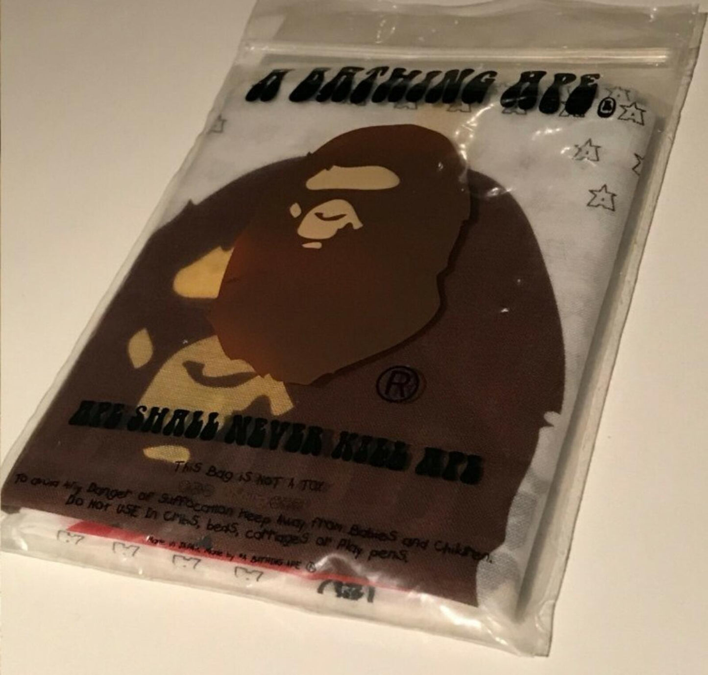 A BATHING APE Bapesta Head Bandana White BAPE rare made in Japan scarf Vintage