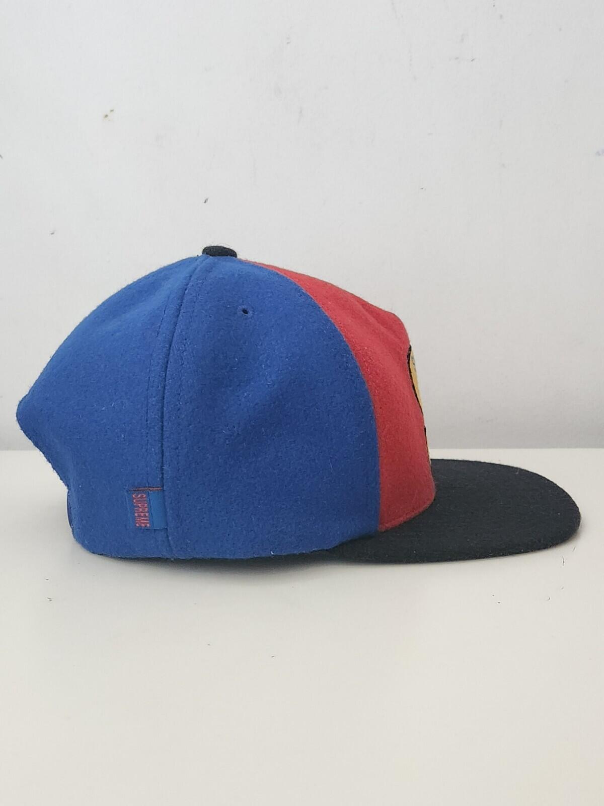 FW15 Supreme Milano Filz 5-Panel Cap Schwarz Blau Rot Wollmütze Selten 2015 S Logo