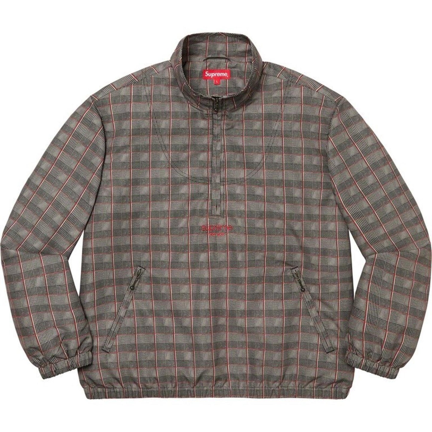 SS20 Supreme Track Half Zip Pullover Jacket Tan Plaid size M