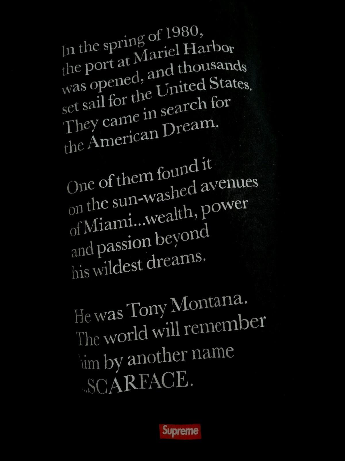 FW17 Supreme x Scarface Friend Tee Black Size M