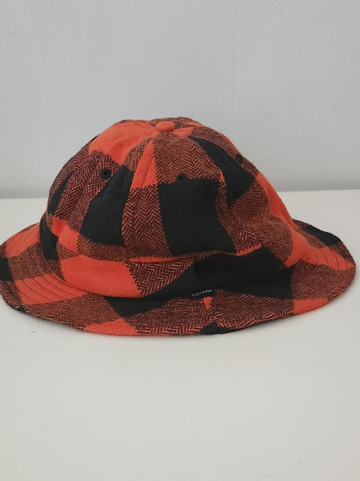 FW14 Supreme Buffalo Check Bell Hat Medium / Large Crusher Orange M / L Vintage