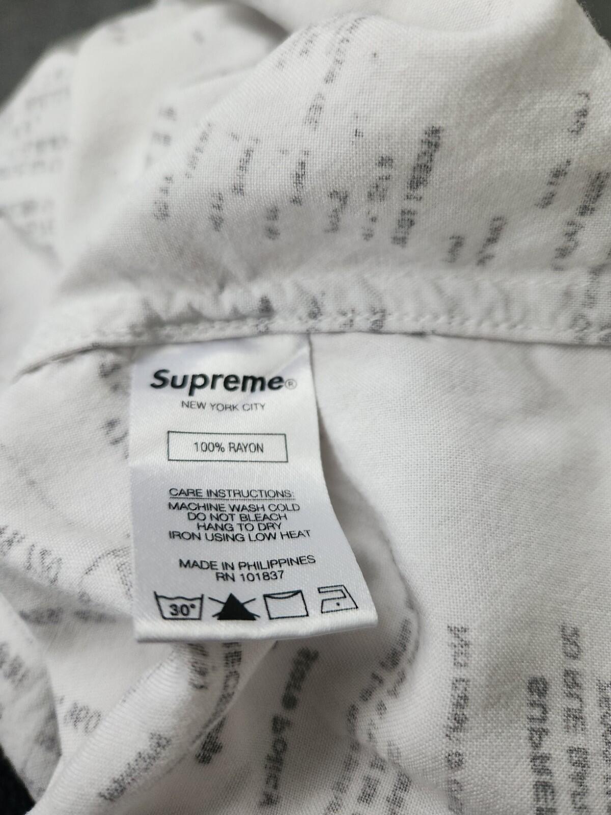 FW20 Supreme Receipts Rayon S/S Shirt Size M medium white short sleeved