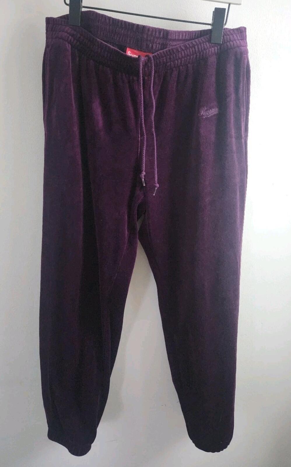 FW17 Supreme Velour Warm Up Pant Deep Purple Size M
