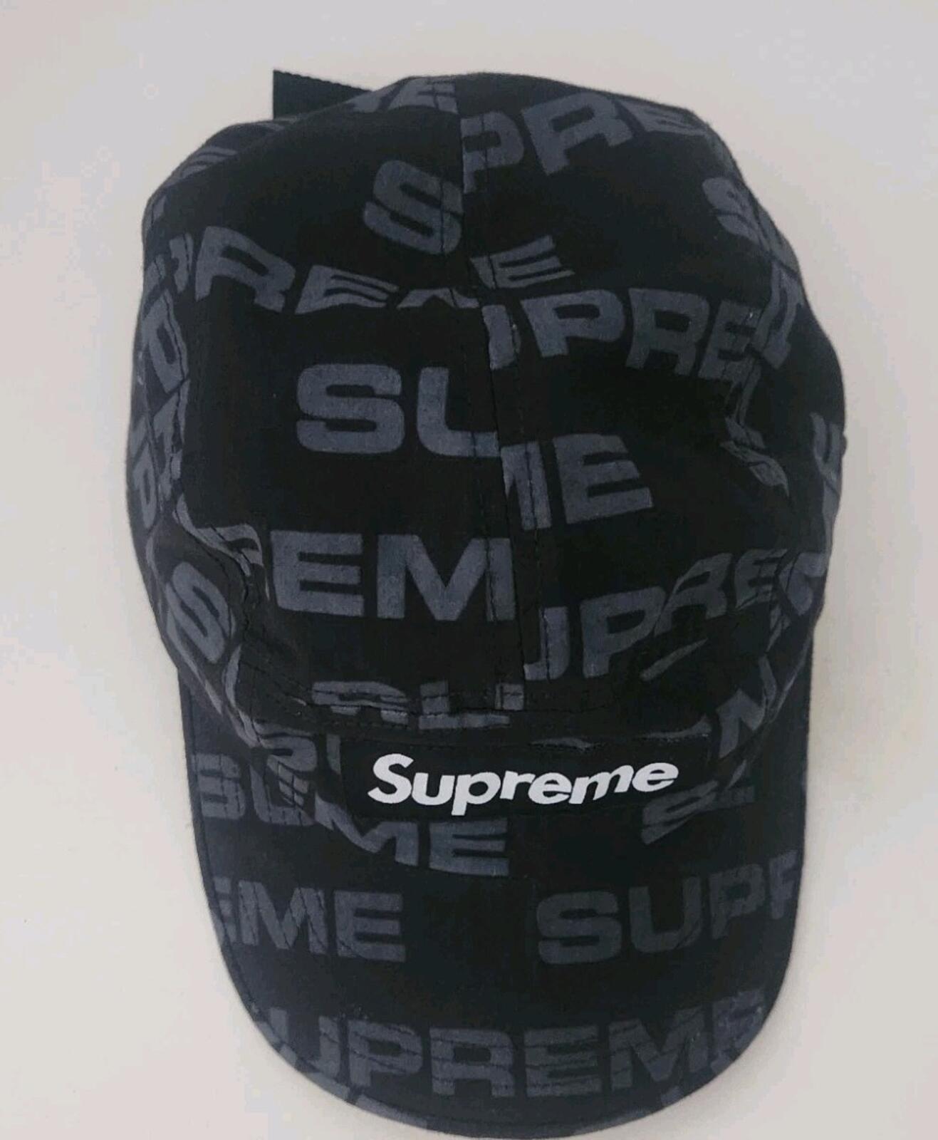FW20 Supreme Reactive Print Camp Cap Schwarze Kappe Photosensitive Logos mit rotem Box-Logo