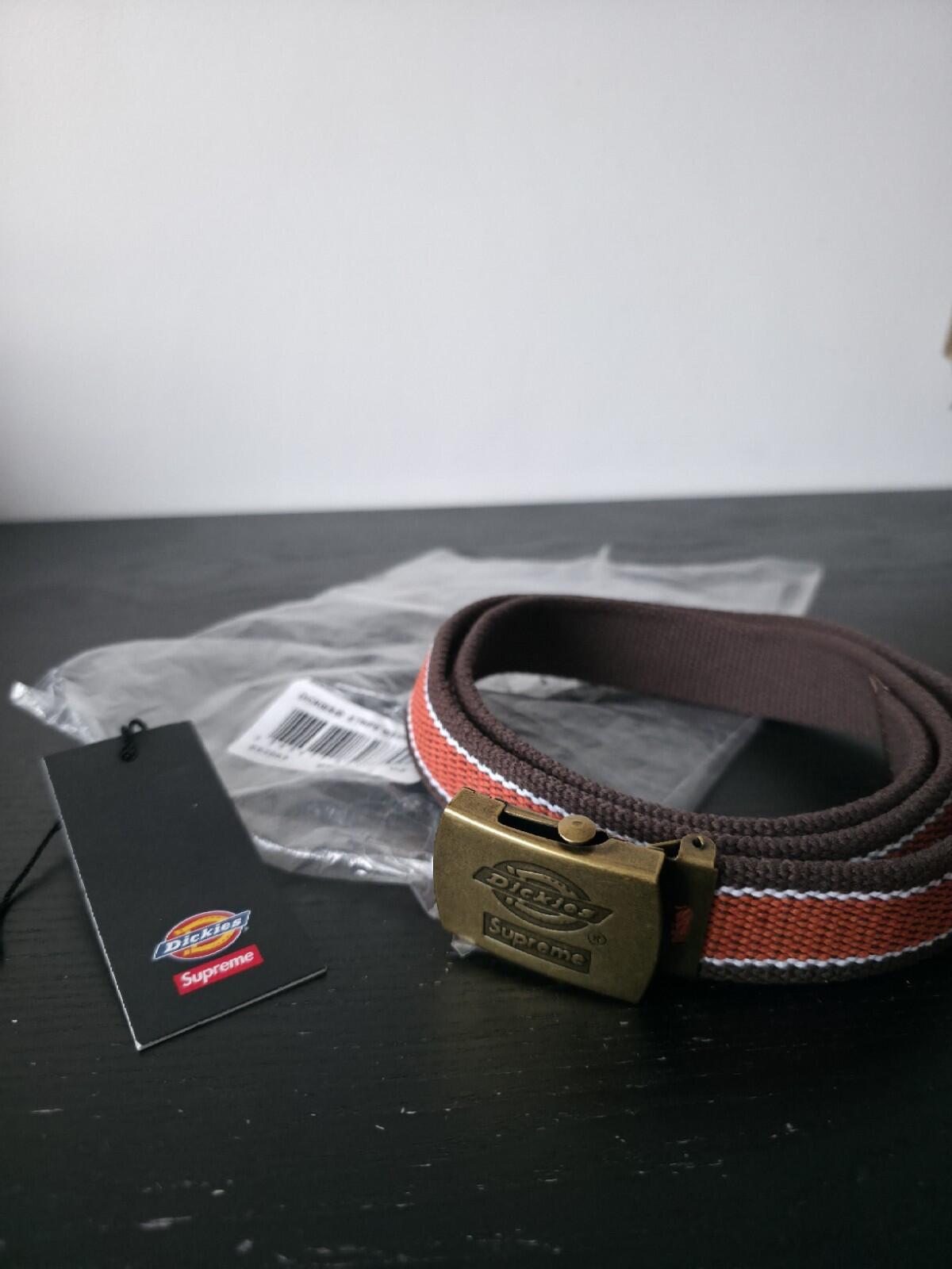SS22 Supreme x Dickies Stripe Webbing Belt Brown