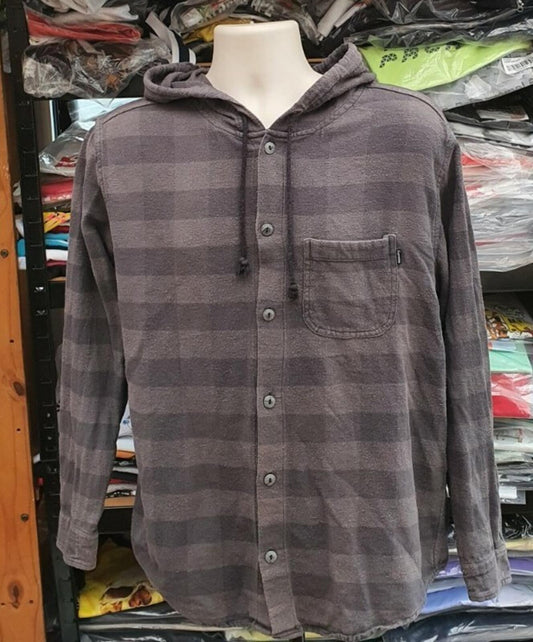FW17 Supreme Hooded Buffalo Flannel Plaid shirt size M medium grey