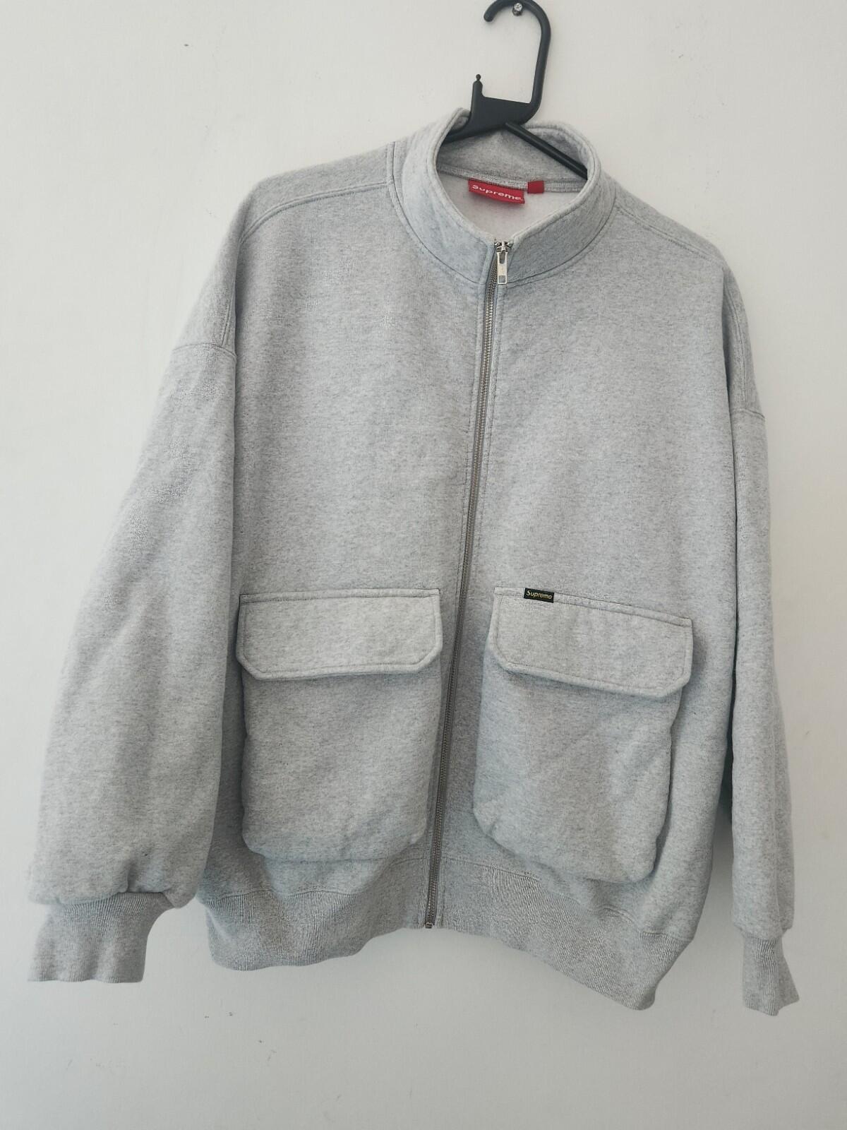 FW23 Supreme Cargo Pocket Zip Up Sweatshirt Heather Grey Size M