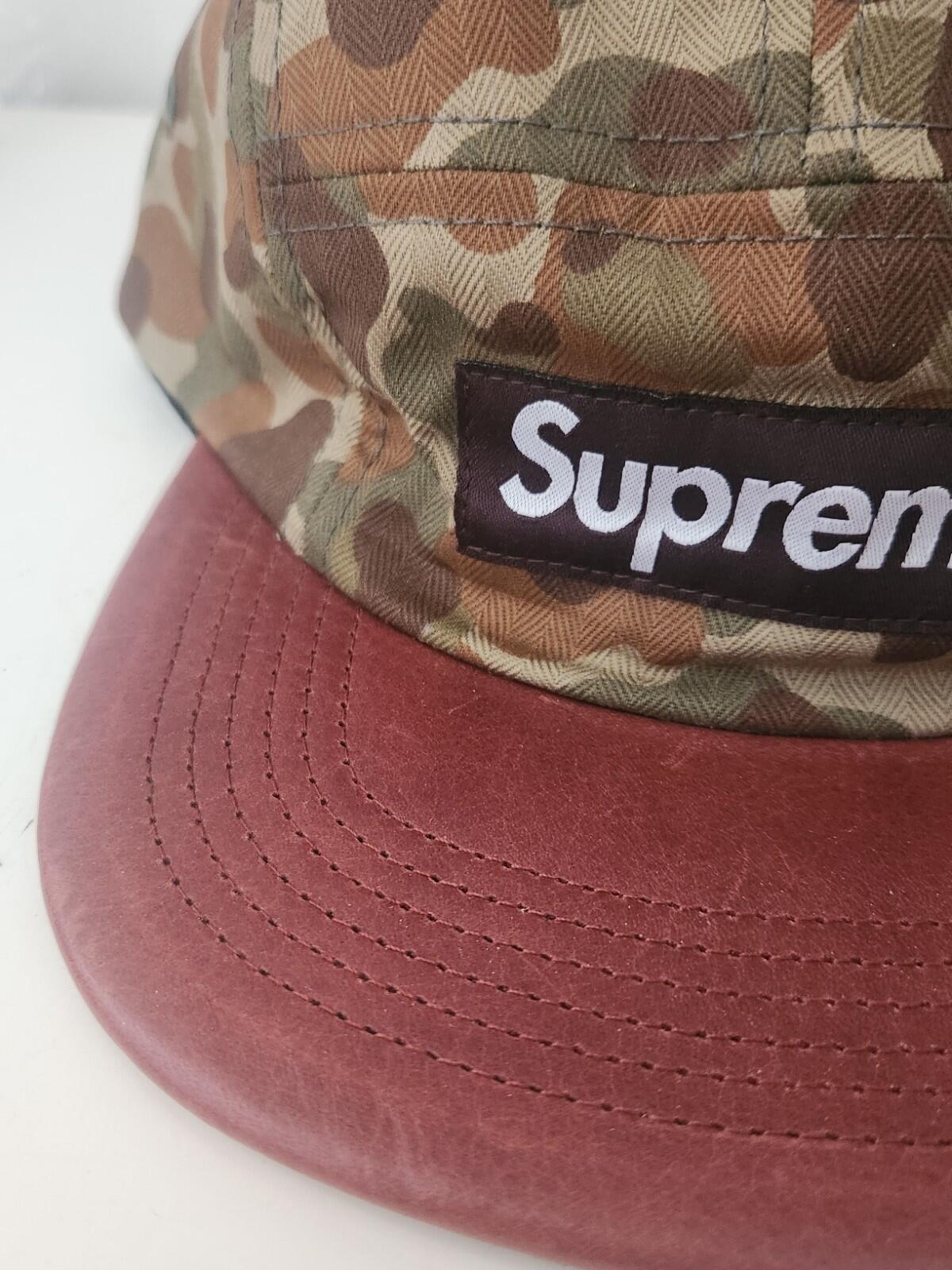 SS12 Supreme Camo Leather Camp Cap Hat Leather Duck