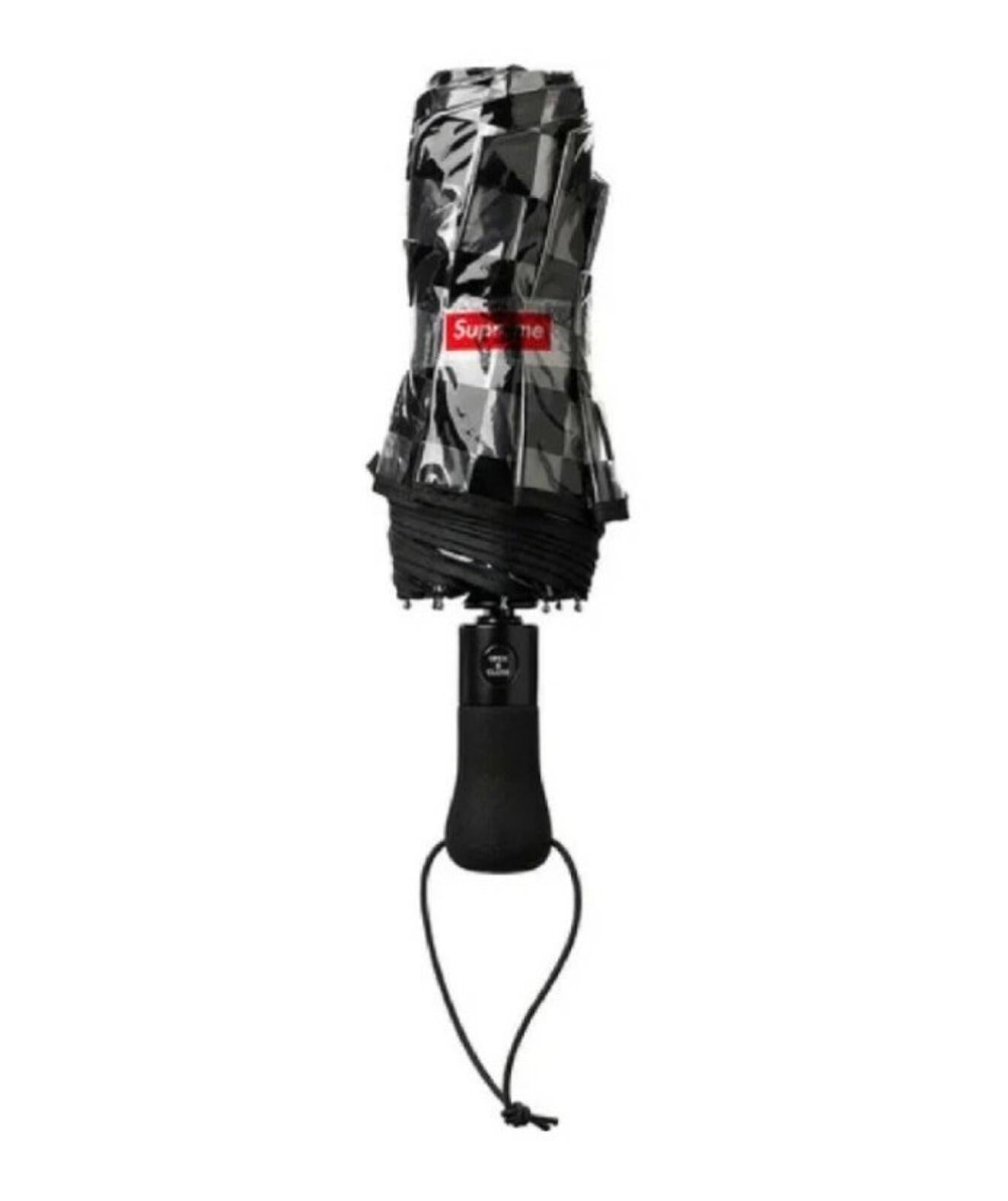 SS20 Supreme ShedRain transparenter Schachbrett-Regenschirm schwarz Neues Accessoire