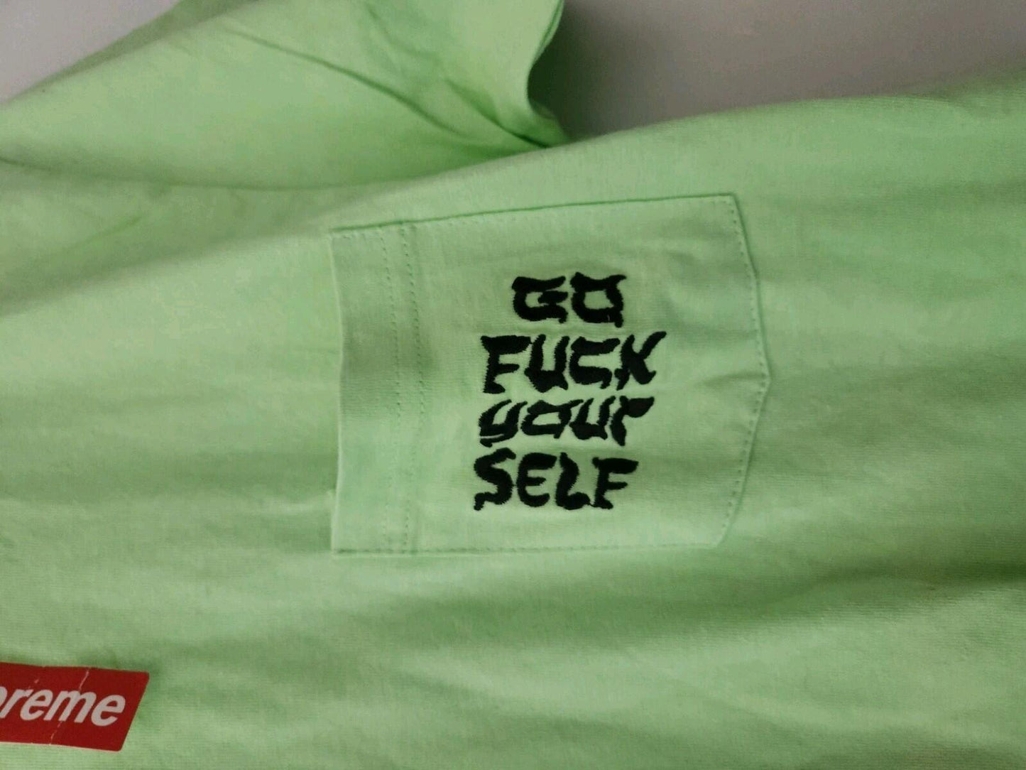 SS17 Supreme Go F uck Yourself Pocket Tee size M medium T-shirt Light Green