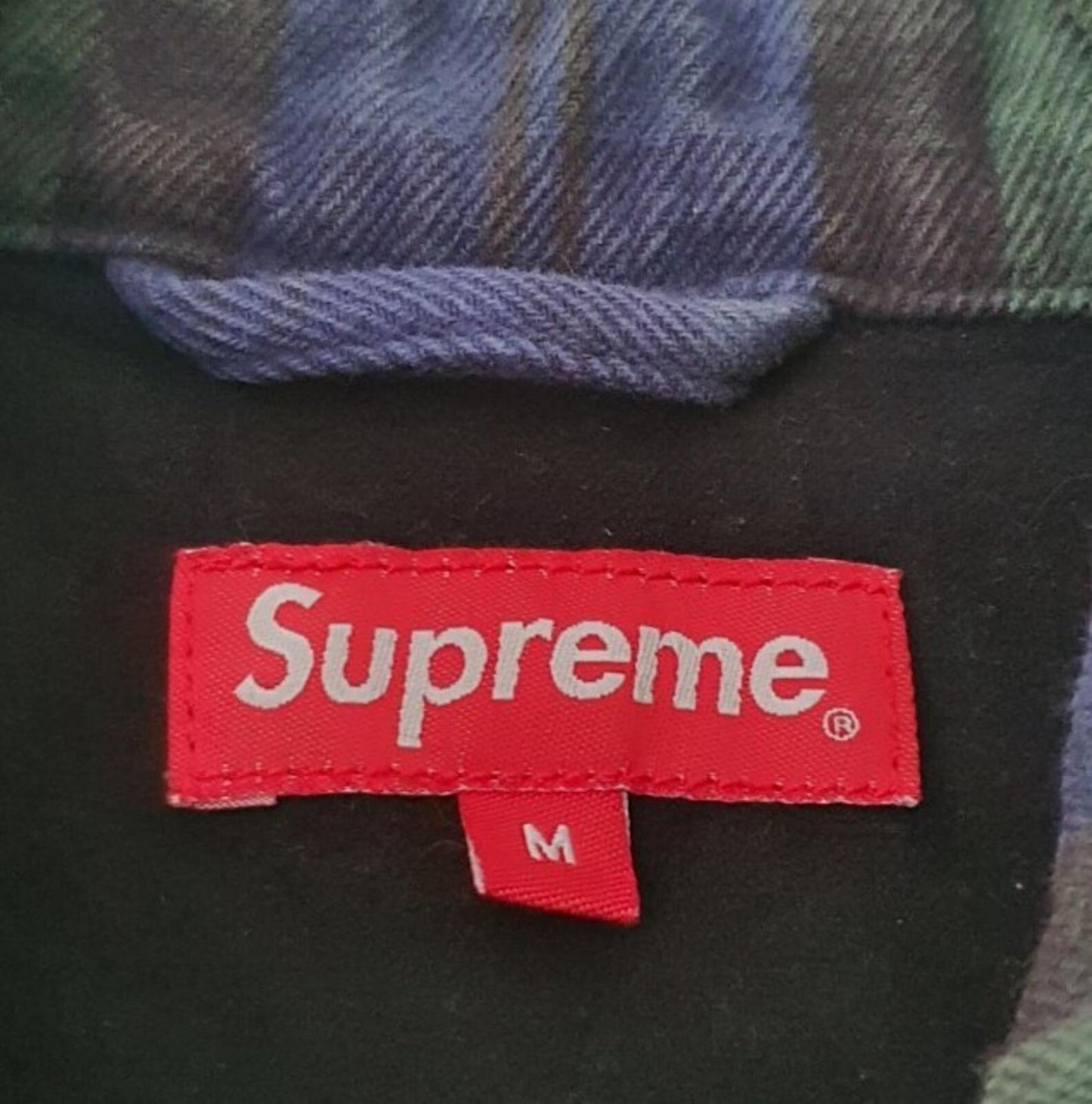 FW16 Supreme Denim Harrington size M medium plaid jacket