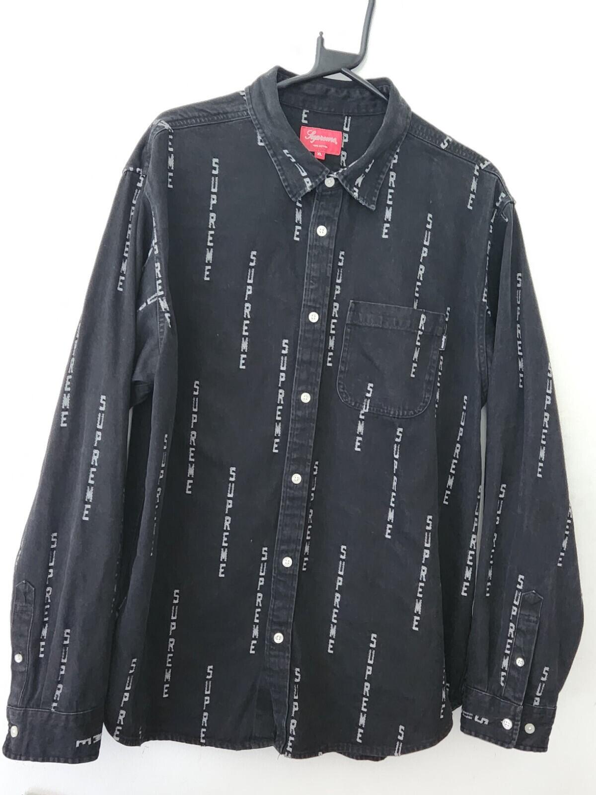 FW20 Supreme Stripe Logo Jacquard Denim Langarmhemd