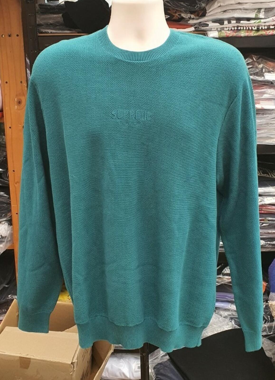 FW18 Supreme Pique Crewneck teal size L large sweater sweatshirt New With Tag