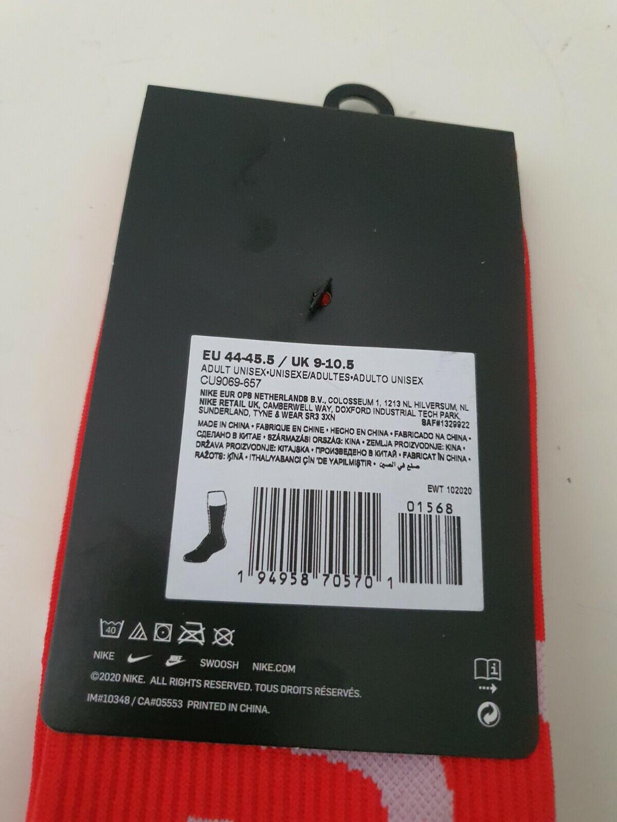 SS21 Supreme Nike Lightweight Crew Socks Size 4 EUR 44-45.5 UK 9-10.5 red 1 pack