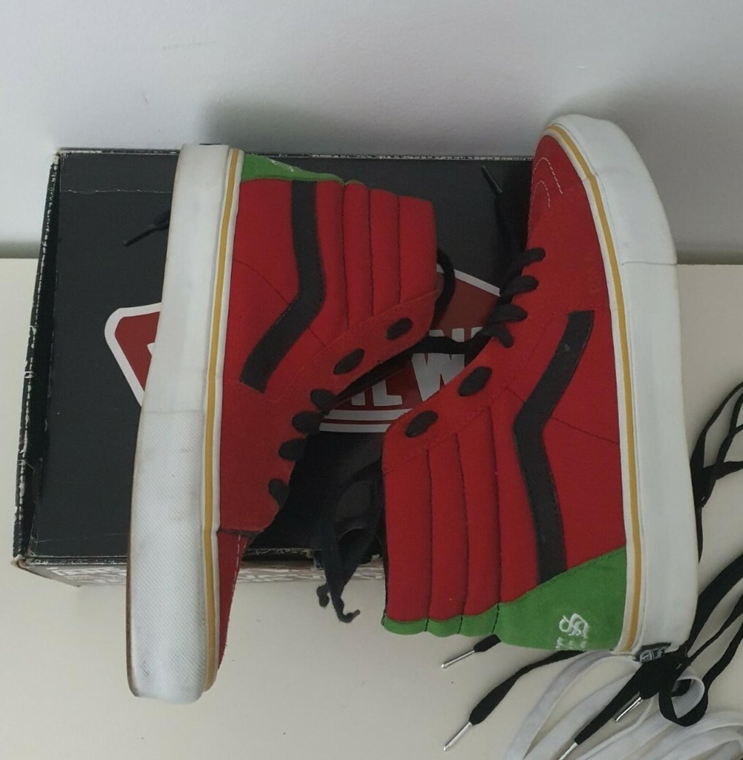 SS08 Supreme Bad Brains Vans Sk8-Hi Red/Green US 8.5 EUR 41 UK 7.5 Vintage 2008