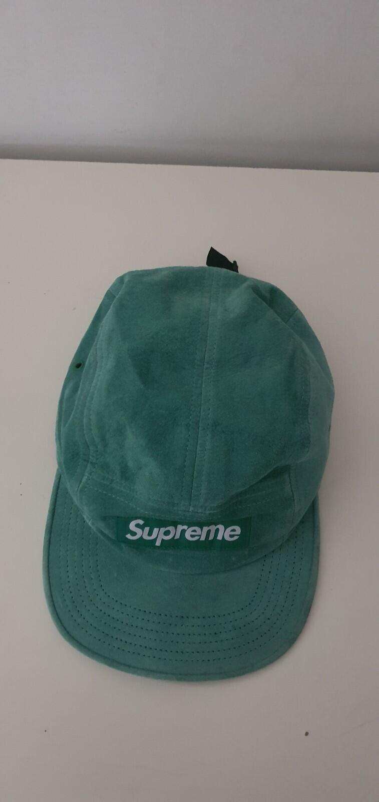 SS17 Supreme Suede Camp Cap Light Green Leather Hat Box Logo