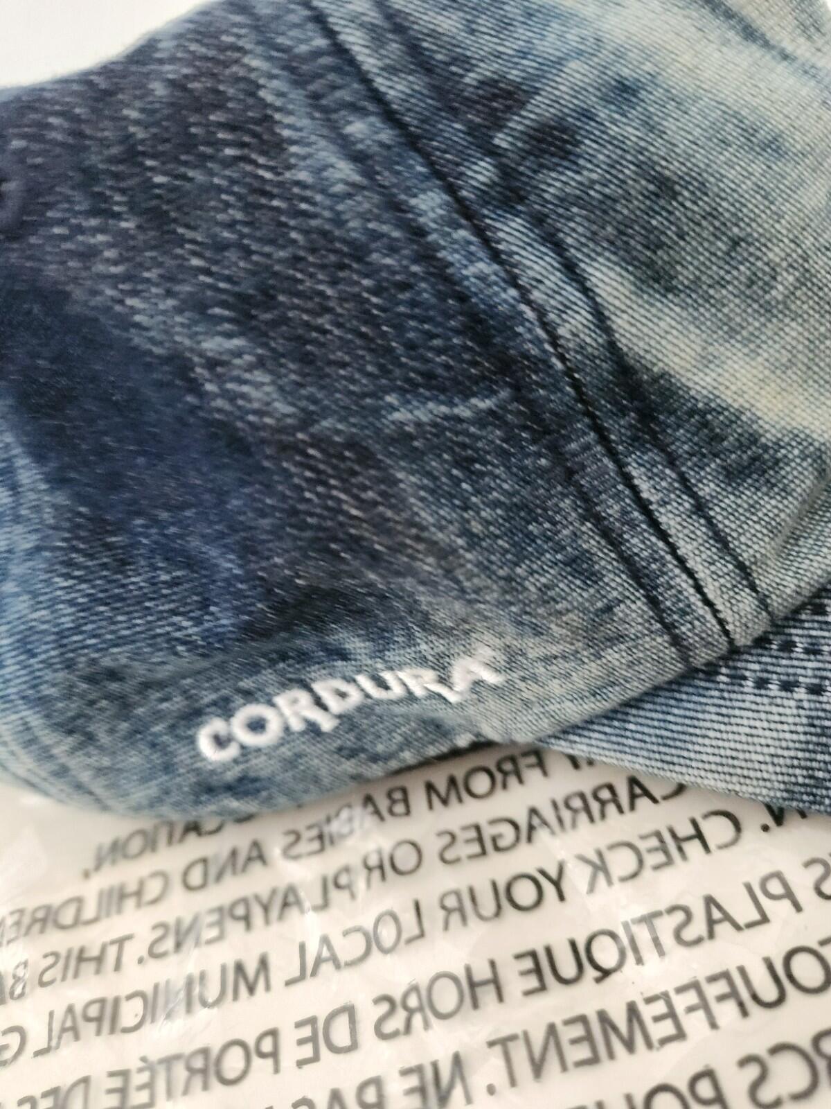 SS24 Supreme Cordura Denim S Logo 6-Panel Cap Bleached Indigo