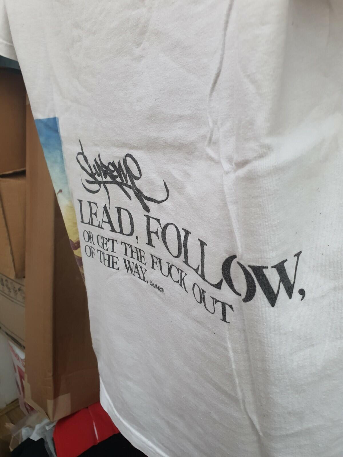 SS12 Supreme Lead or Follow weißes T-Shirt Größe L