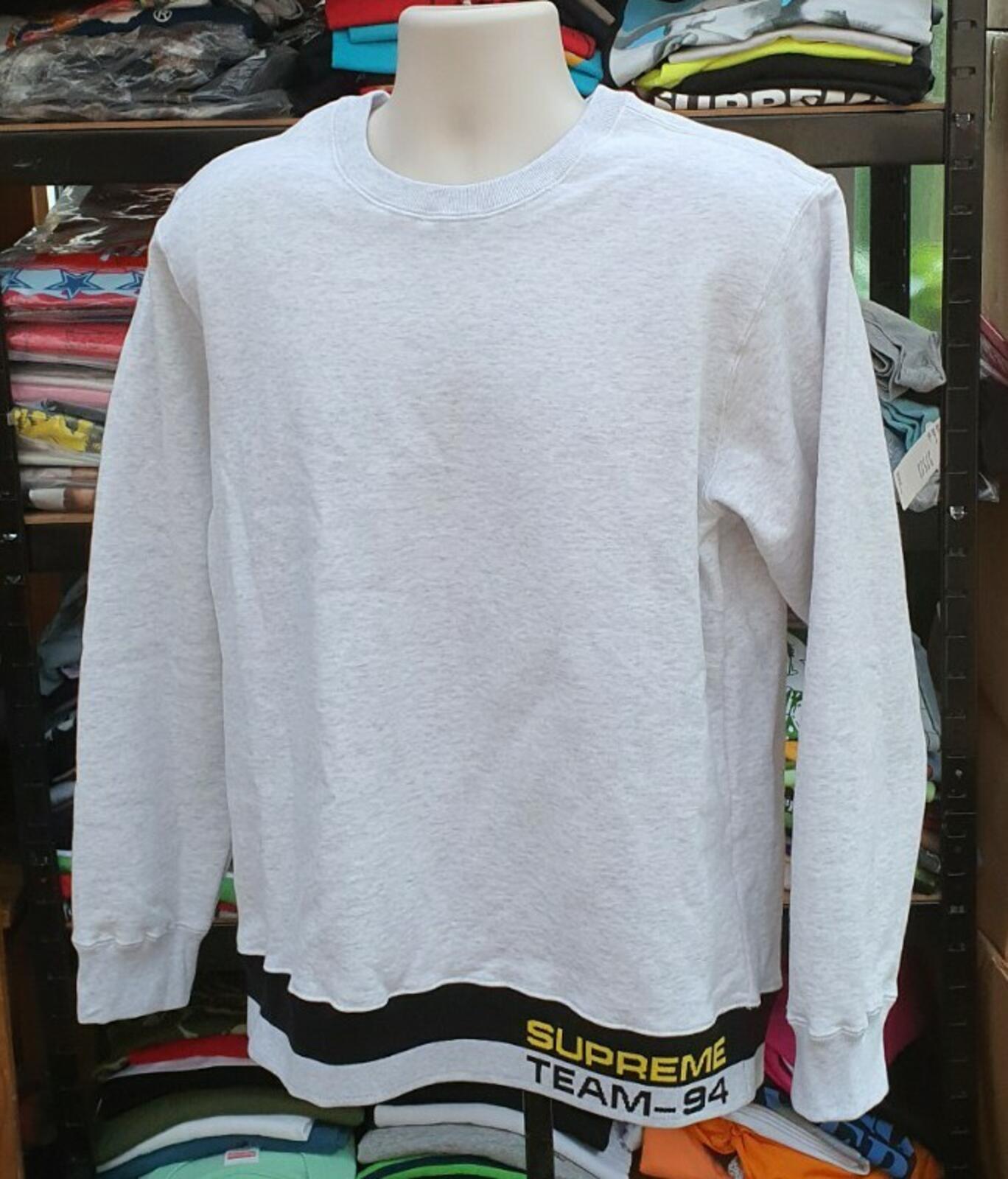 SS19 Supreme Rib Stripe Crewneck Ash Grey Size M