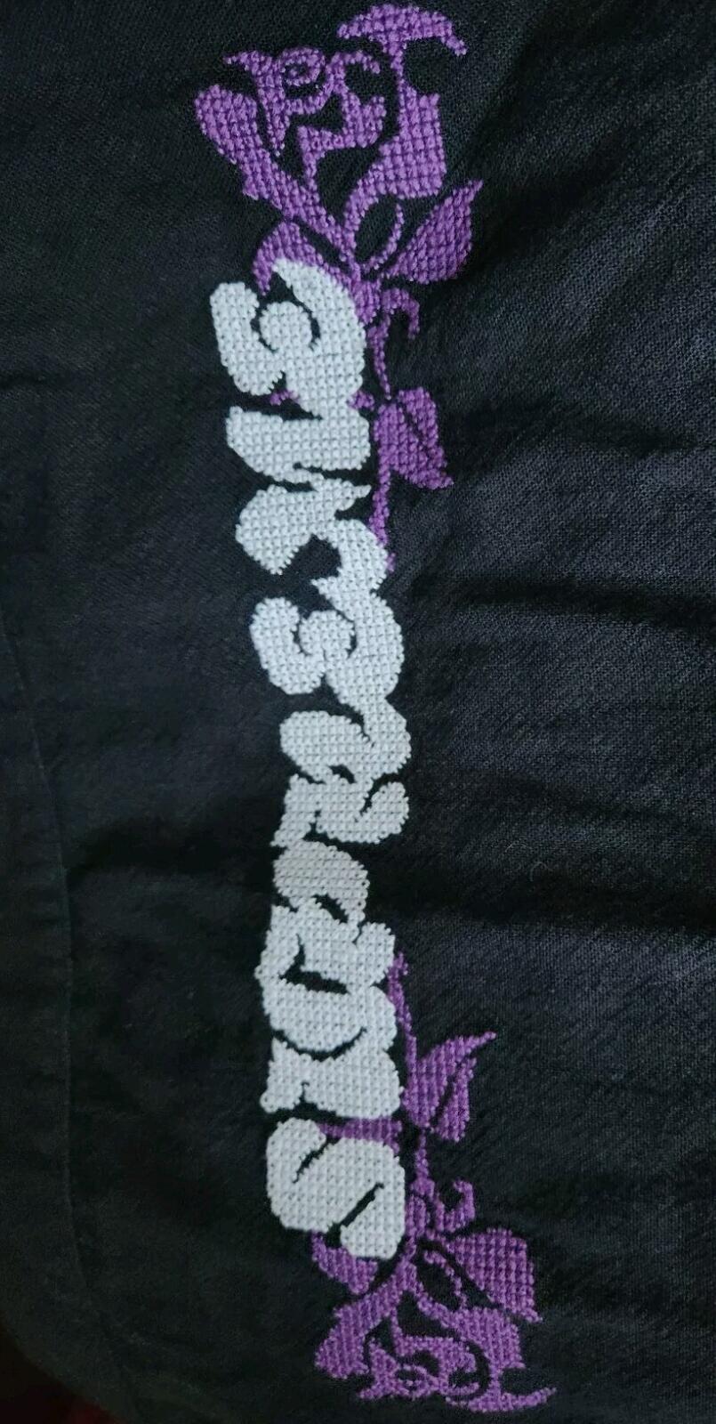 SS23 Supreme Needlepoint S/S Shirt size L large Black Button Up Embroidered