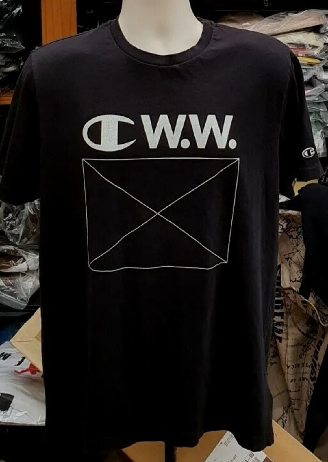 Champion by Wood Wood Alec Tee black tee L Large T-shirt W.W. Made in Italy