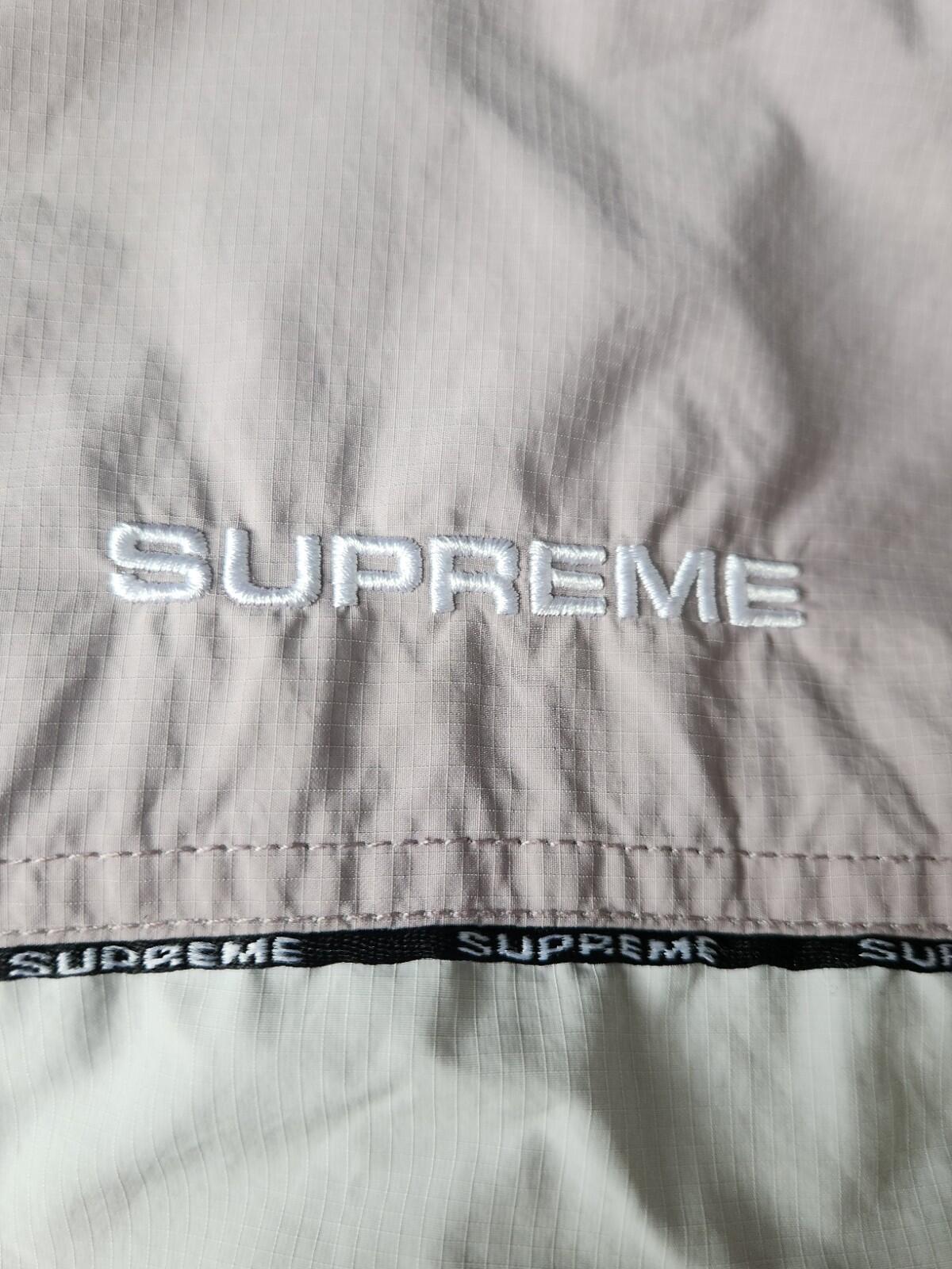 FW23 Supreme Logo Piping Hooded Track Jack Size XL Grey Lavender Water Resistant