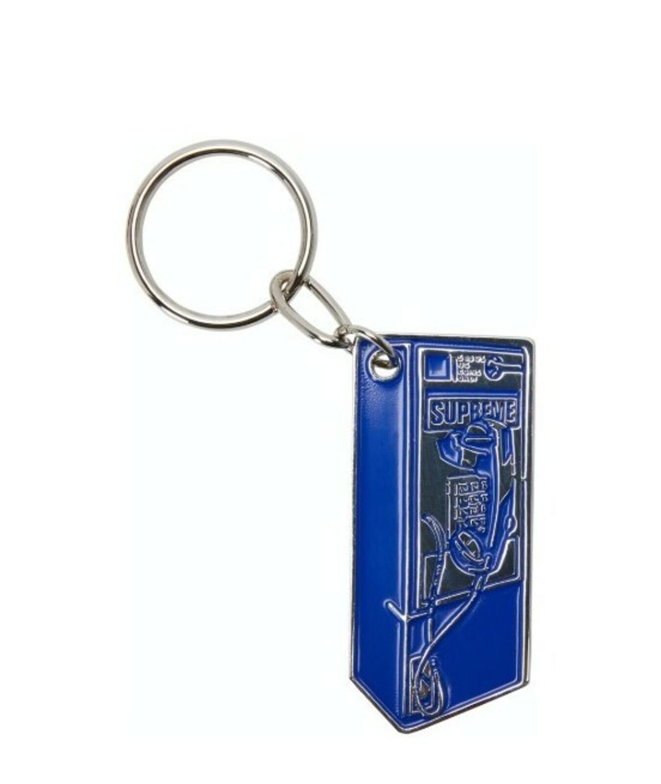 2x FW18 Supreme payphone keychains keyrings small box logo blue red Accessory