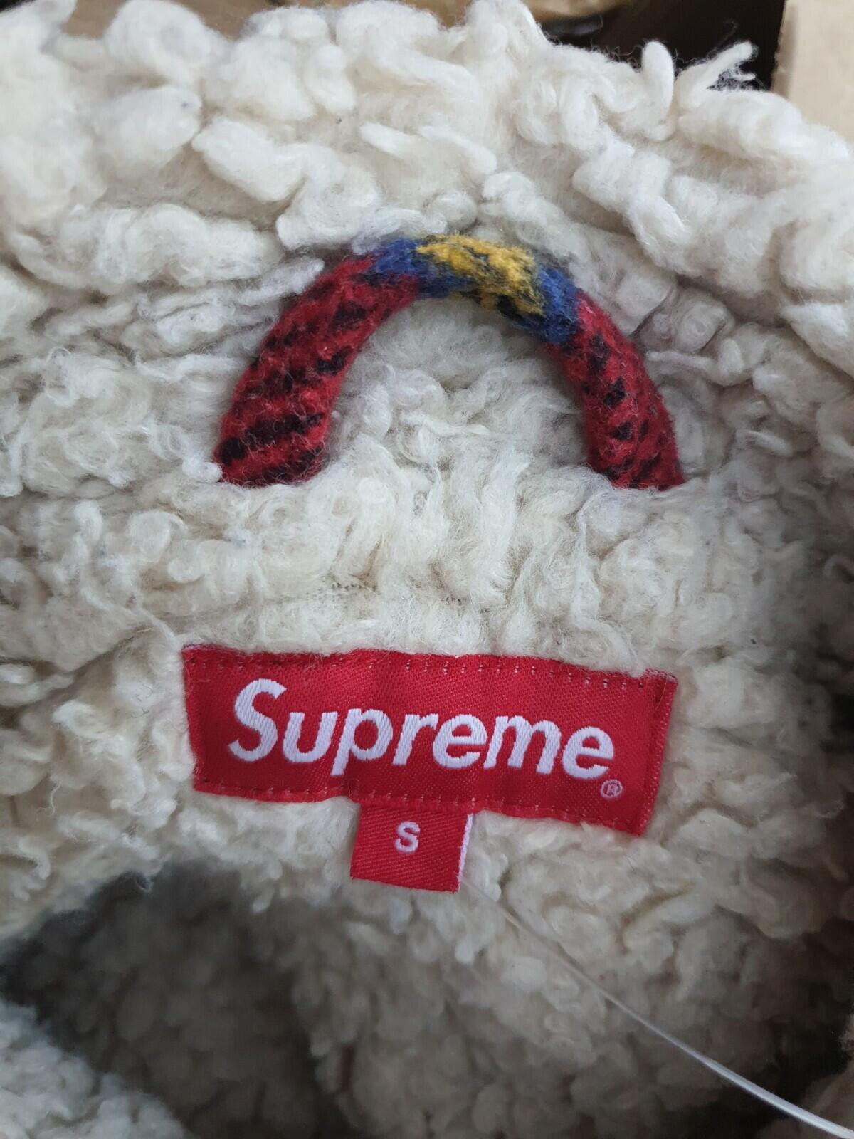 FW17 Supreme Plaid Shearling Bomber Jacket Coat Size S