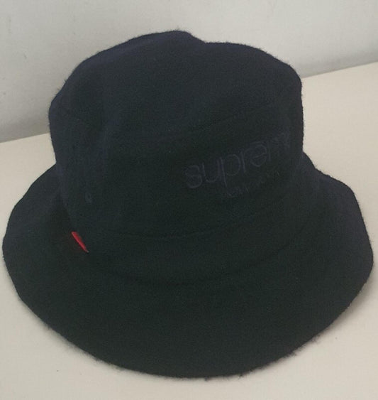 FW14 Supreme Loro Piana Wool Herringbone crusher Talla S/M Sombrero de pescador azul marino Raro
