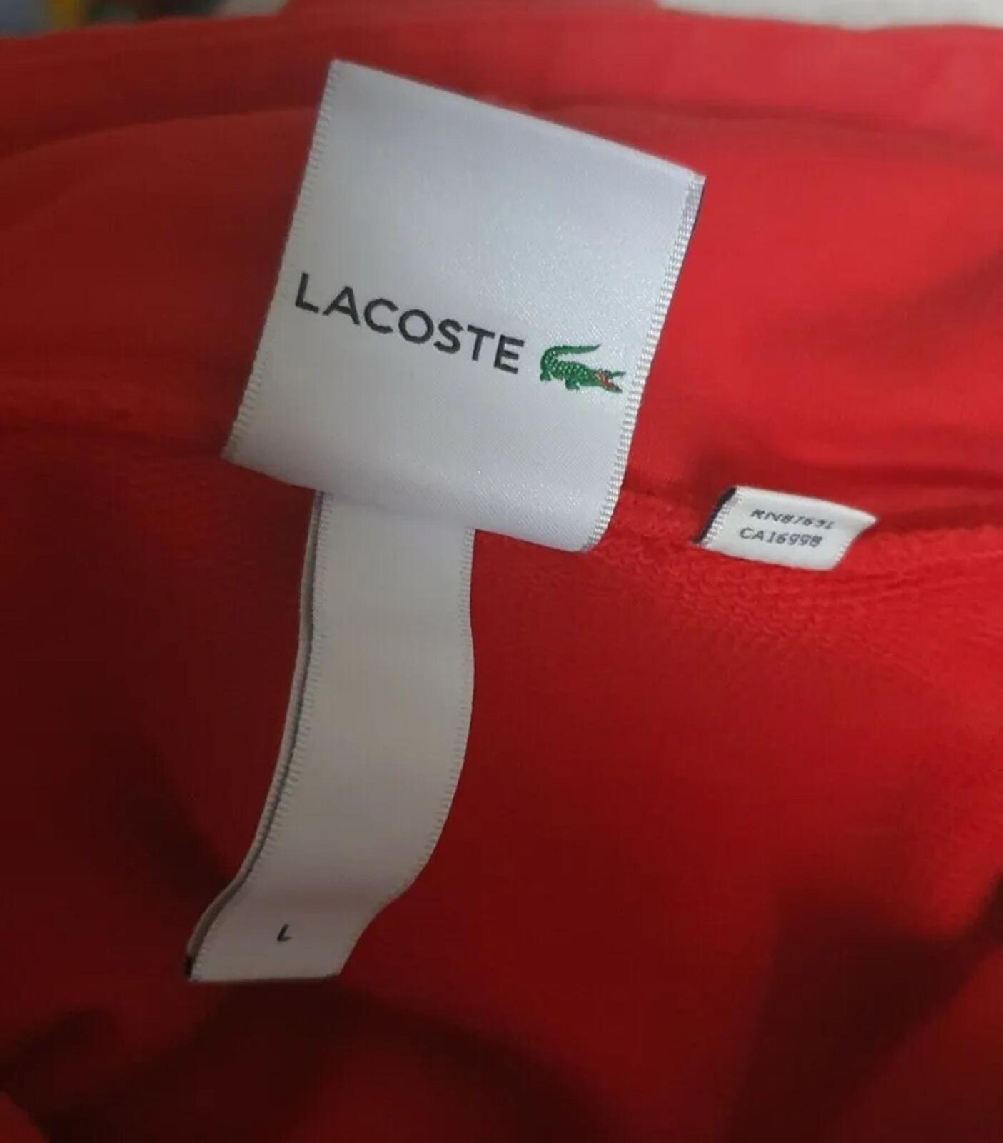 FW19 Supreme x Lacoste Logo Panel Hooded Sweatshirt Red Size L