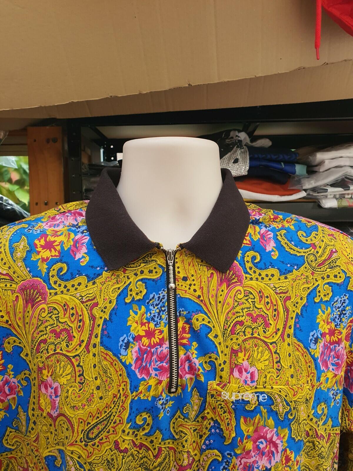 FW17 Supreme Paisley L/S Polo Yellow Shirt M