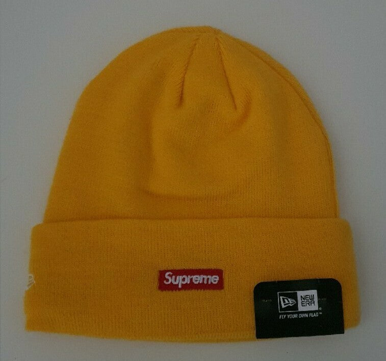FW14 Supreme New Era Tonal Box Logo Beanie Mustard