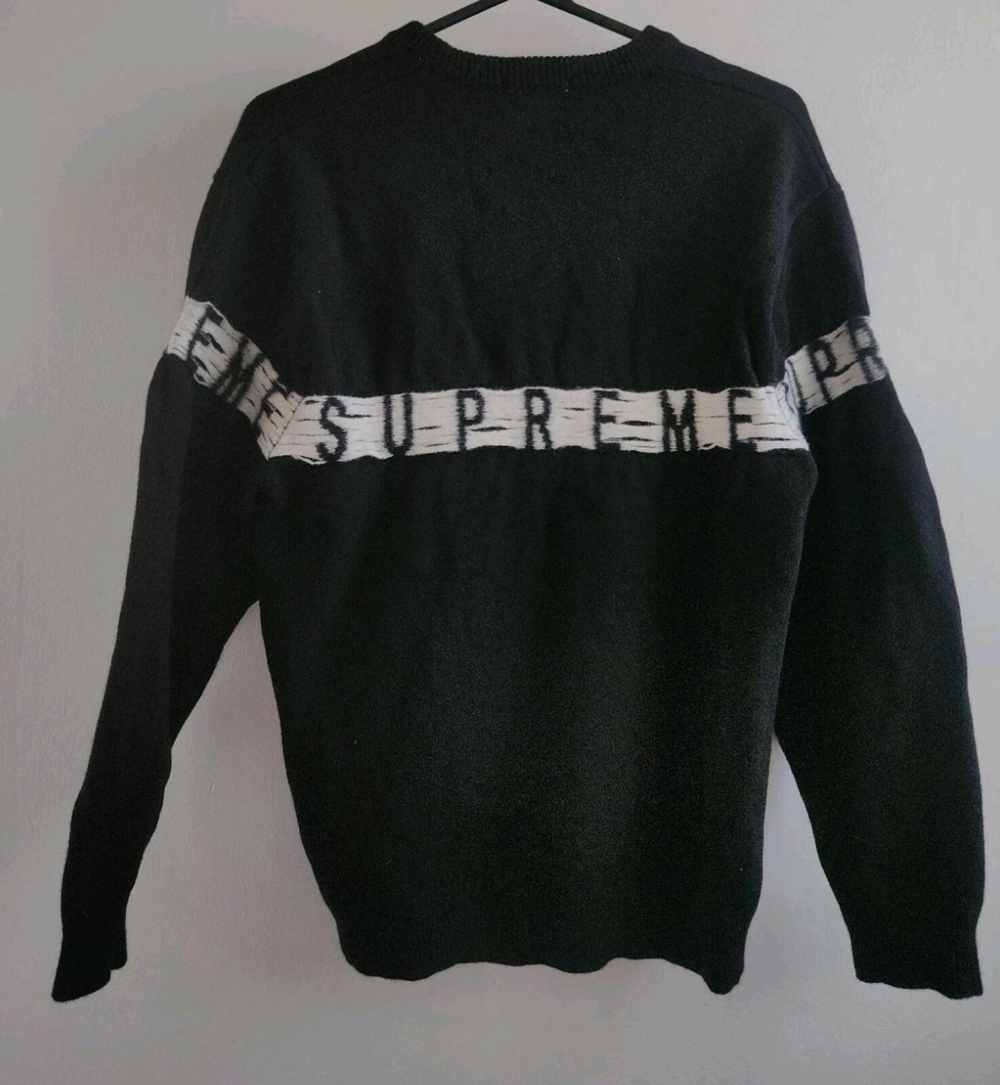 SS21 Supreme Inside Out Logo Sweater size S Small black jumper merino wool