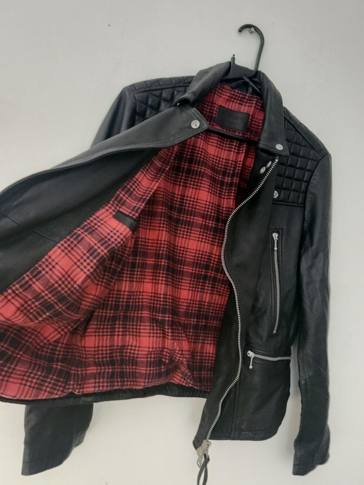 ALL SAINTS Rango biker jacket size £375 medium lamb leather