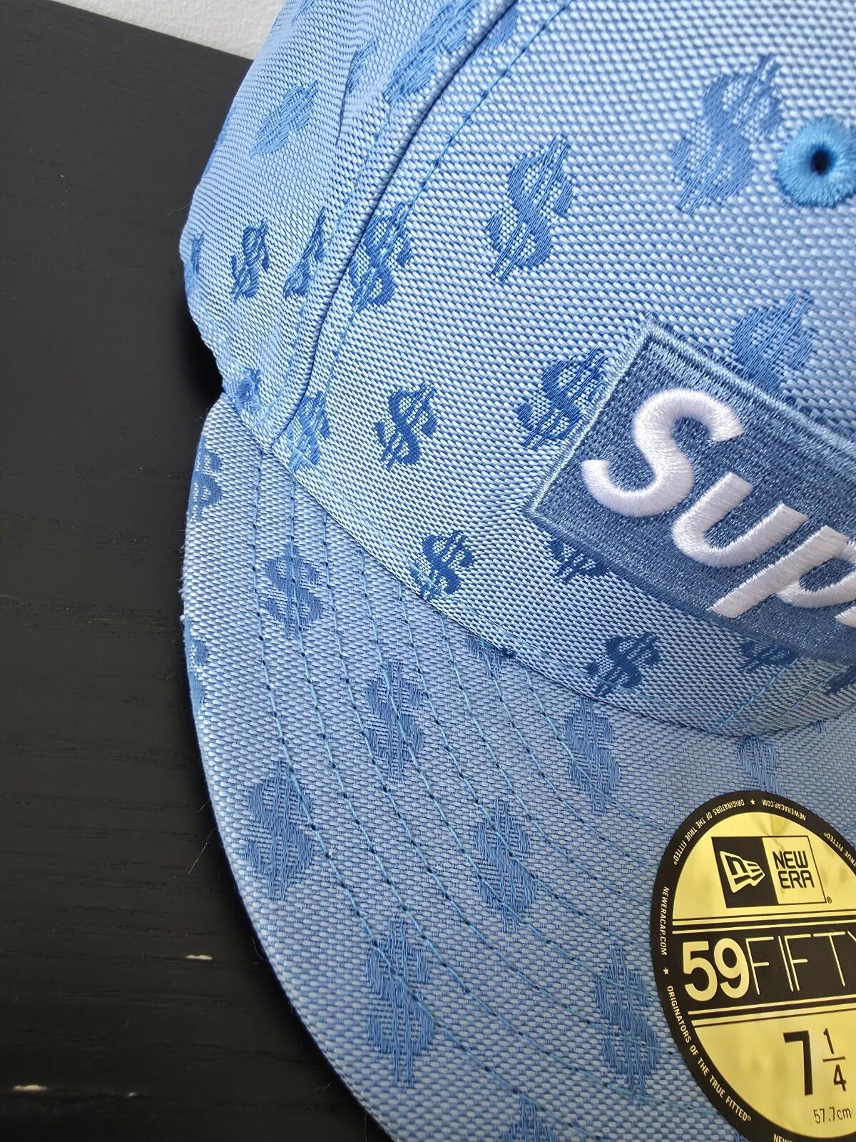 SS18 Supreme Monogram Box Logo New Era Light Blue Size 7 1/2 $ Dollar