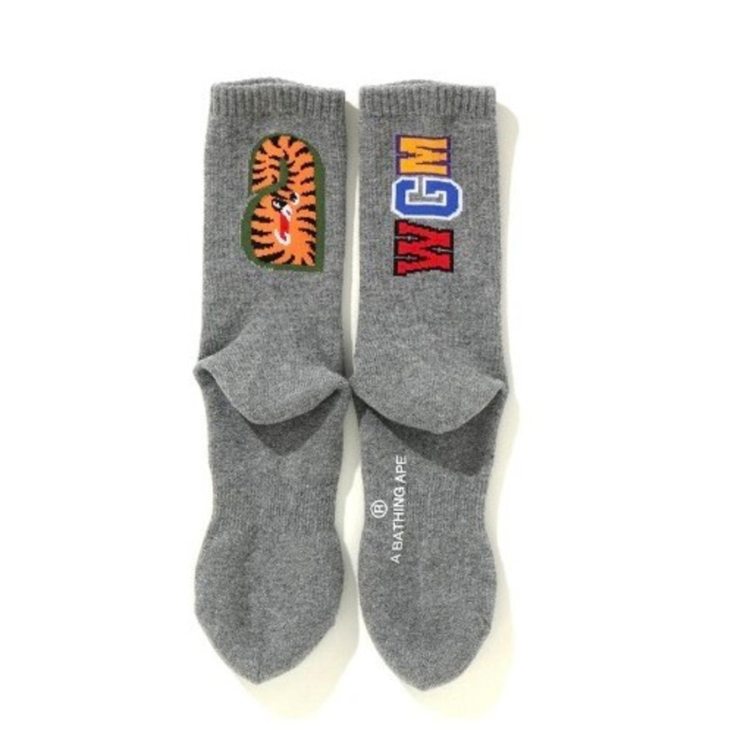 A BATHING APE Ape Shark graue Socken L groß UK 9-11 Japan BAPE grau Neu