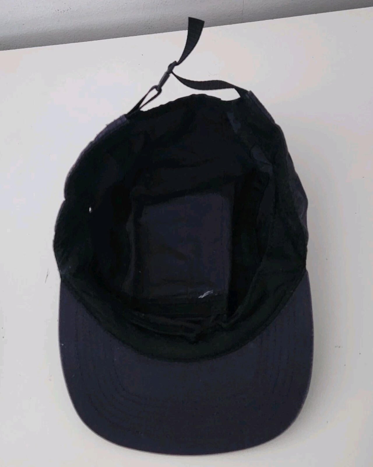 Gorra de campamento con paneles a rayas FW16 Supreme negra con logo grande