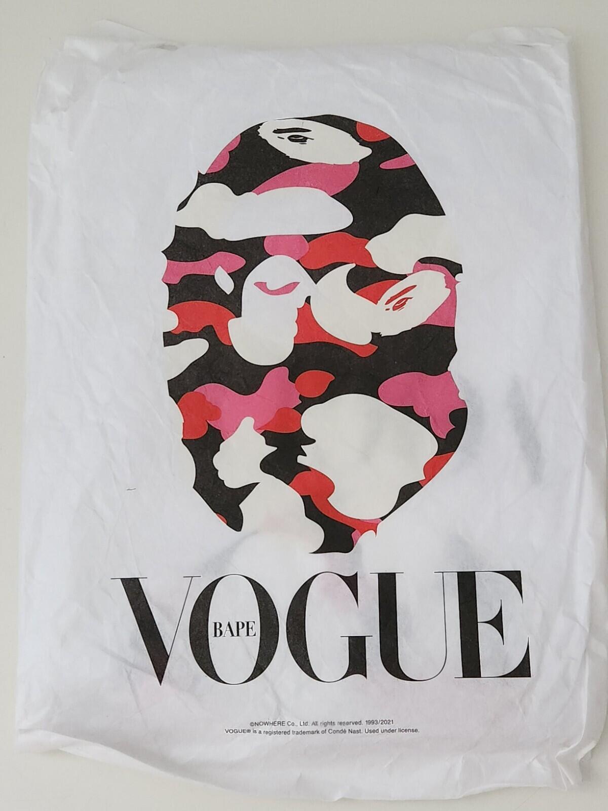 A Bathing Ape x Vogue 2 Ape Head T-Shirt SS22 Größe L großes weißes T-Shirt BAPE Neu