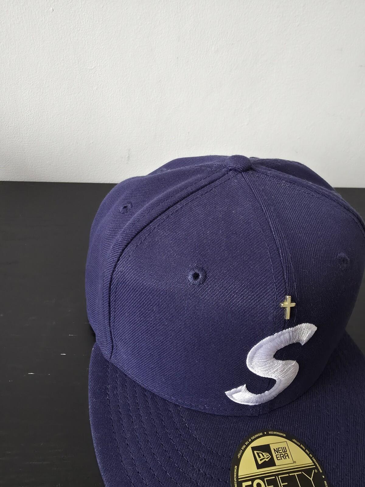SS24 Supreme Gold Cross S Logo New Era Fitted Hat Size 7 3/8