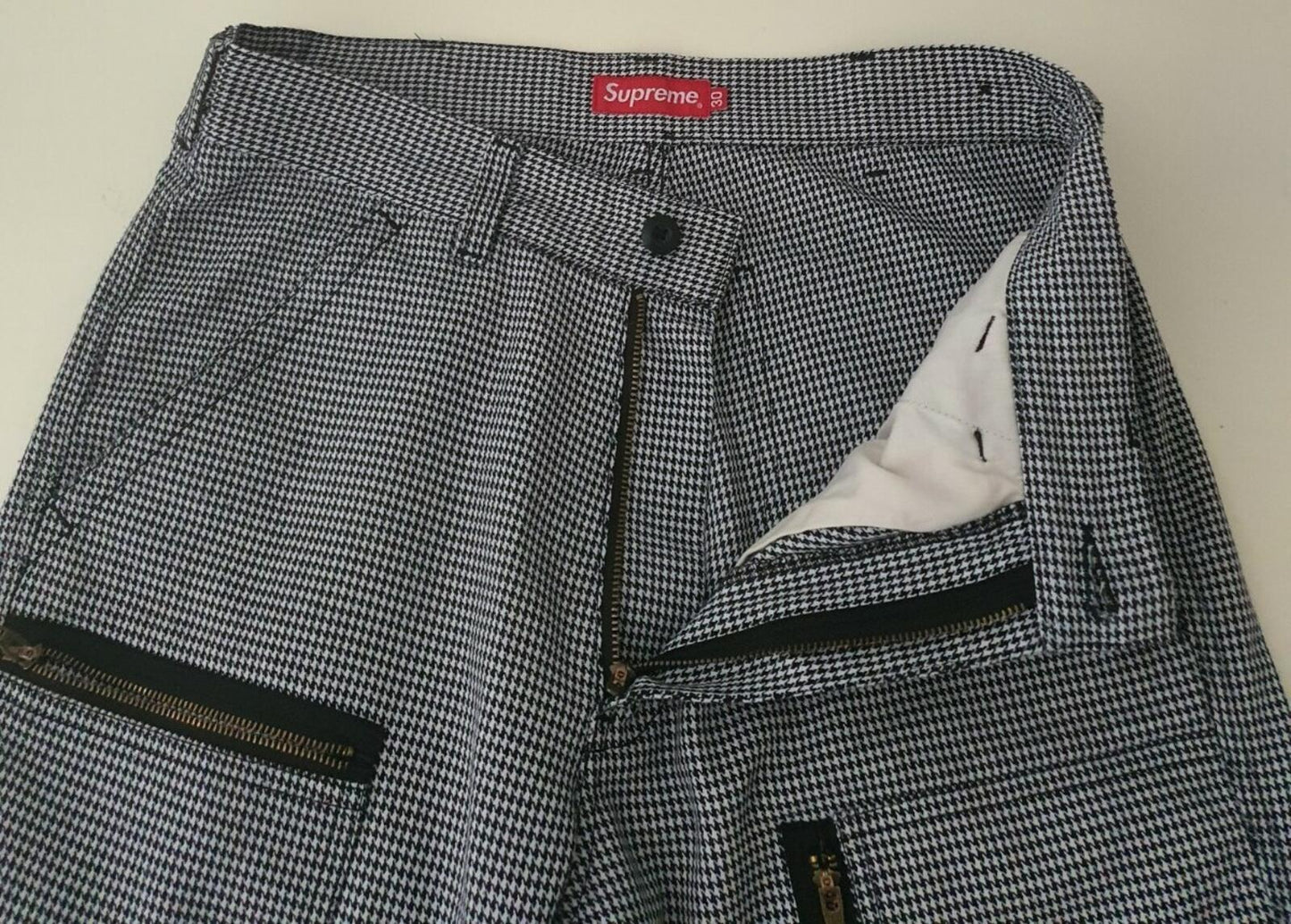 FW17 Supreme Flight pant Houndstooth size 30 white/black trousers pants W30 L30