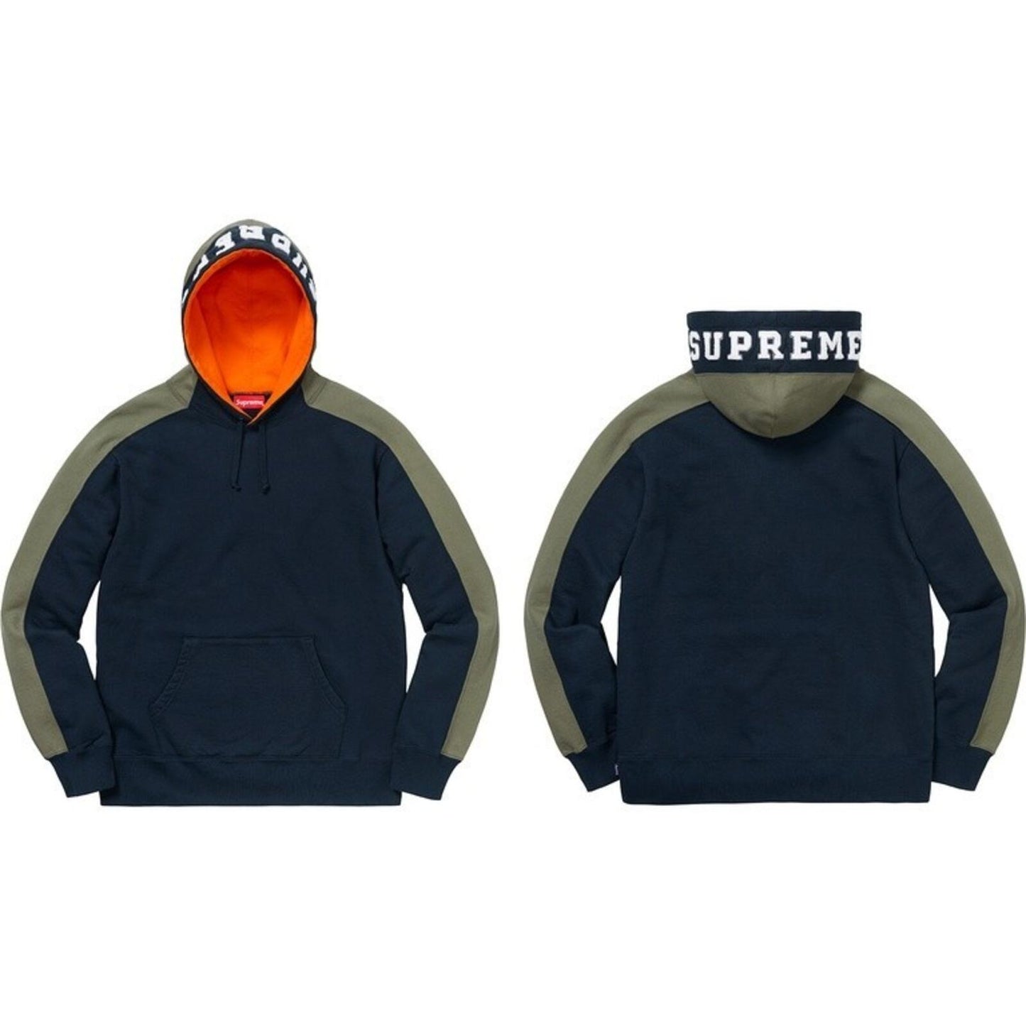 FW18 Supreme Paneled Hooded Sweatshirt Navy Size M