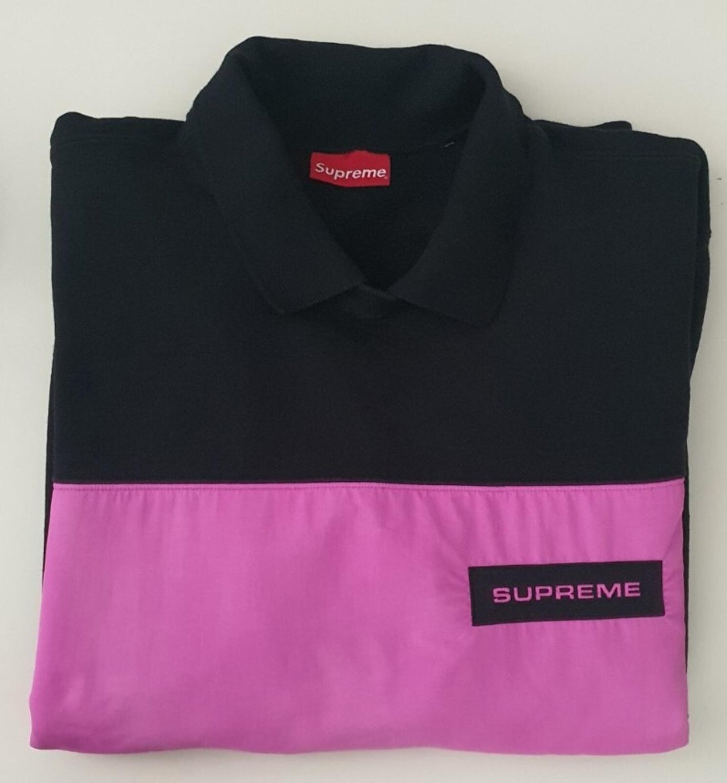 FW17 Supreme Polo Crewneck size XL black / pink sweatshirt Jumper