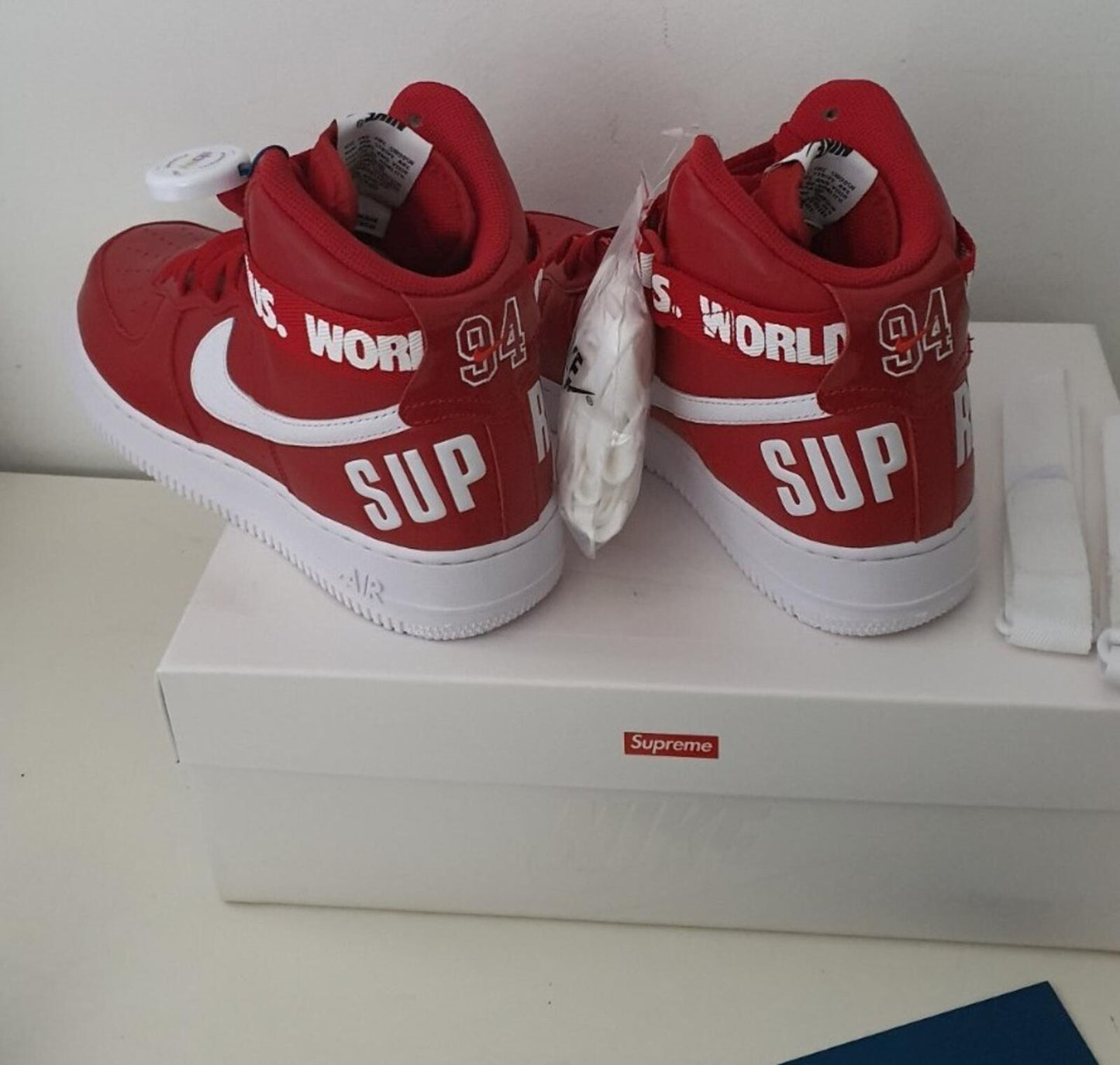 FW14 Supreme Nike Air Force 1 Hi US 9 UK 8 EUR 42.5 trainers red shoes lot Rare