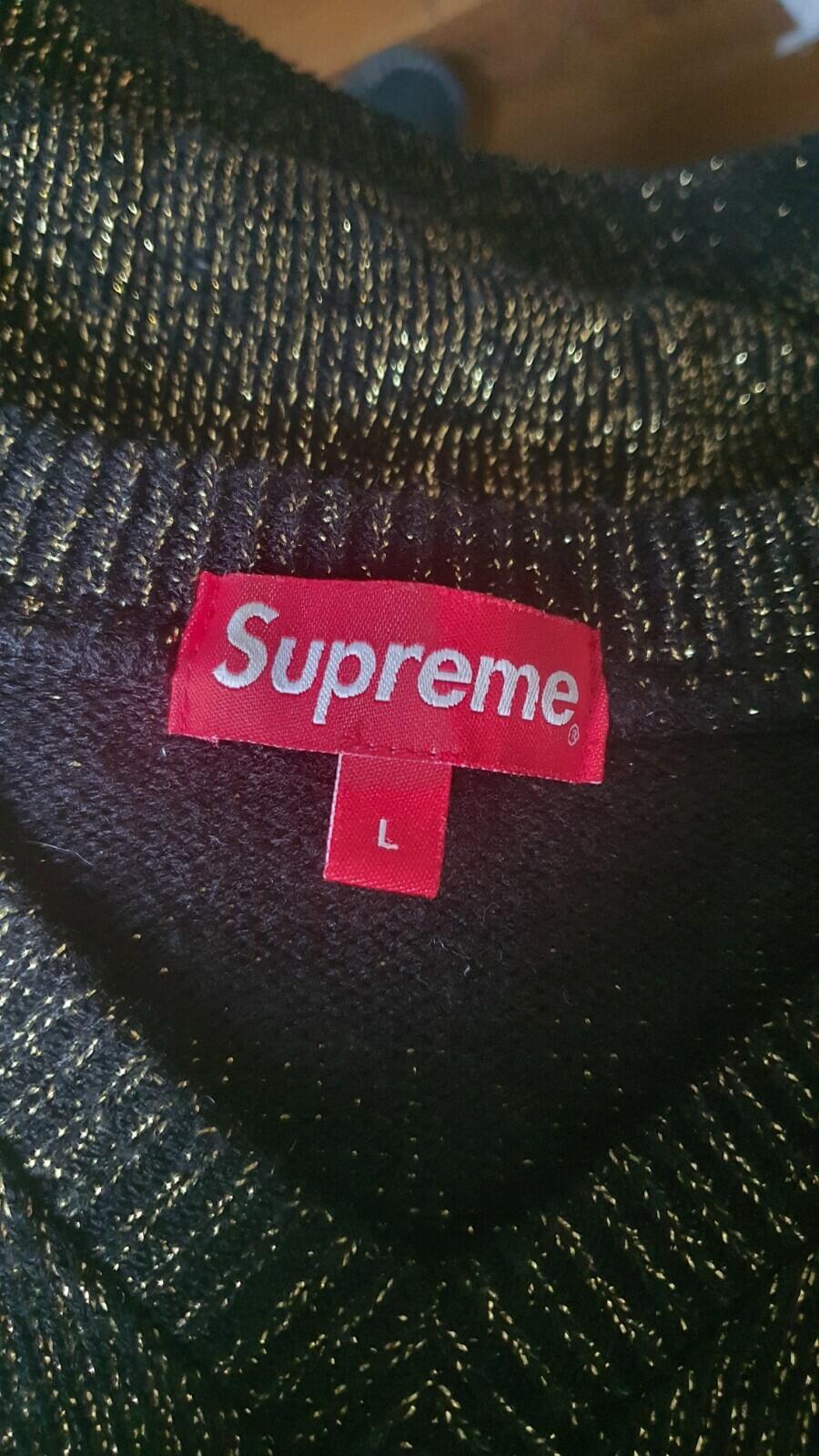 SS16 Supreme Tinsell Sweater Gold Metallic Size L fits smaller