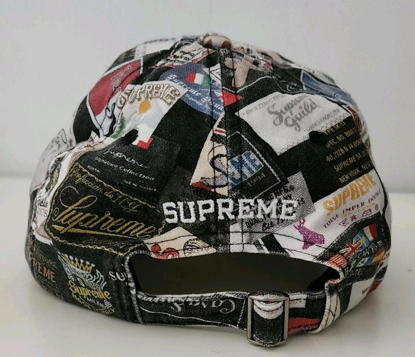SS21 Supreme Labels 6-panel Black Cap Canvas Hat