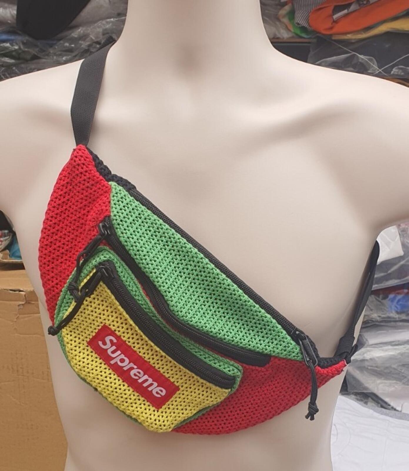 SS21 Supreme String waist bag Multicolour Jamaica rasta red green yellow