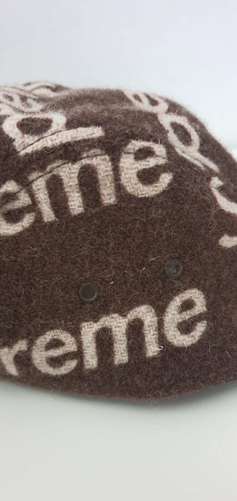 FW18 Supreme Harris Tweed camp cap Brown wool hat box logo